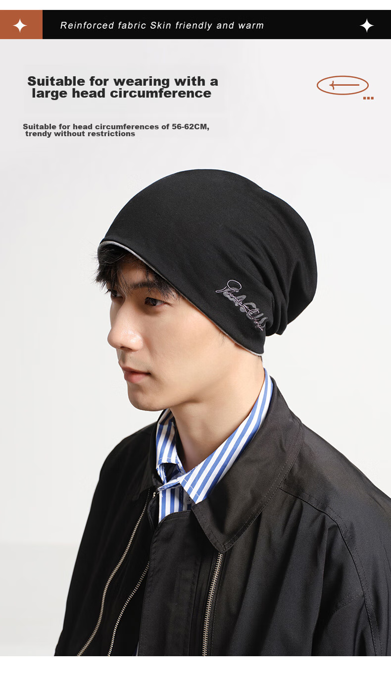 CACUSS Women's Spring Autumn Pullover Hat Fashion Patchwork Knit Beanie Headwrap Maternity Postpartum Air Conditioning Hat Ink Black 3