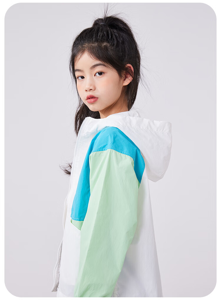 QQ DUCK Children's Clothing Girls' Sun Protection Jacket Kids' Summer Thin Coat Sunshade Youth Clothing Three Colors Off-White; 130 18