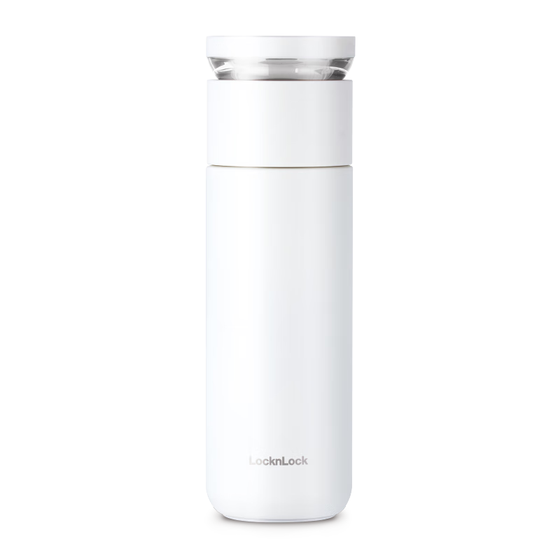 LOCK&LOCK Insulated Mug with Tea Infuser, 316L Stainless Steel, for Men And Women, 440ml Capacity, White, LHC4285WHT