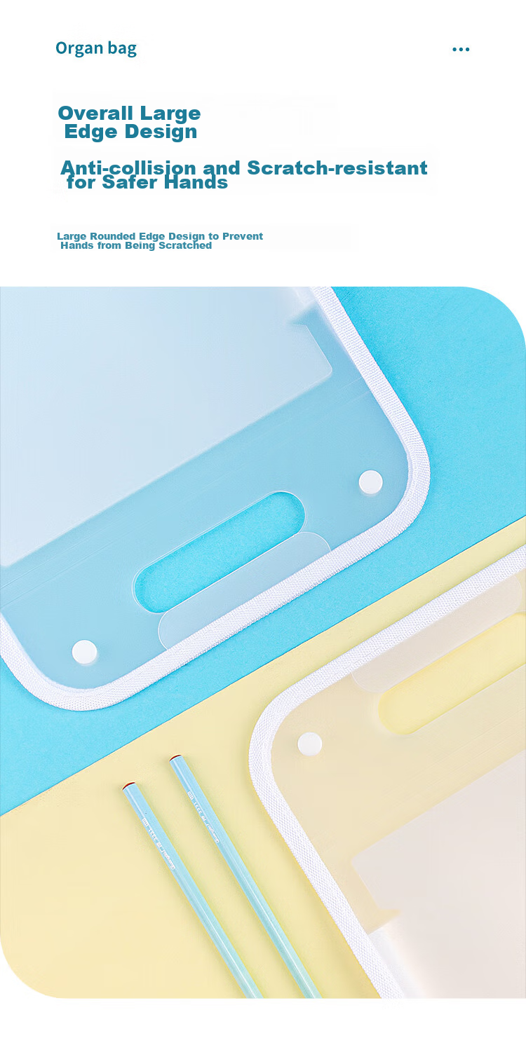 GuangBo A4 Accordion File Folder, Student Exam Paper Storage Bag, Large Sheet Homework Insert Pockets, Organizing Storage Tool, Transparent A76005 5