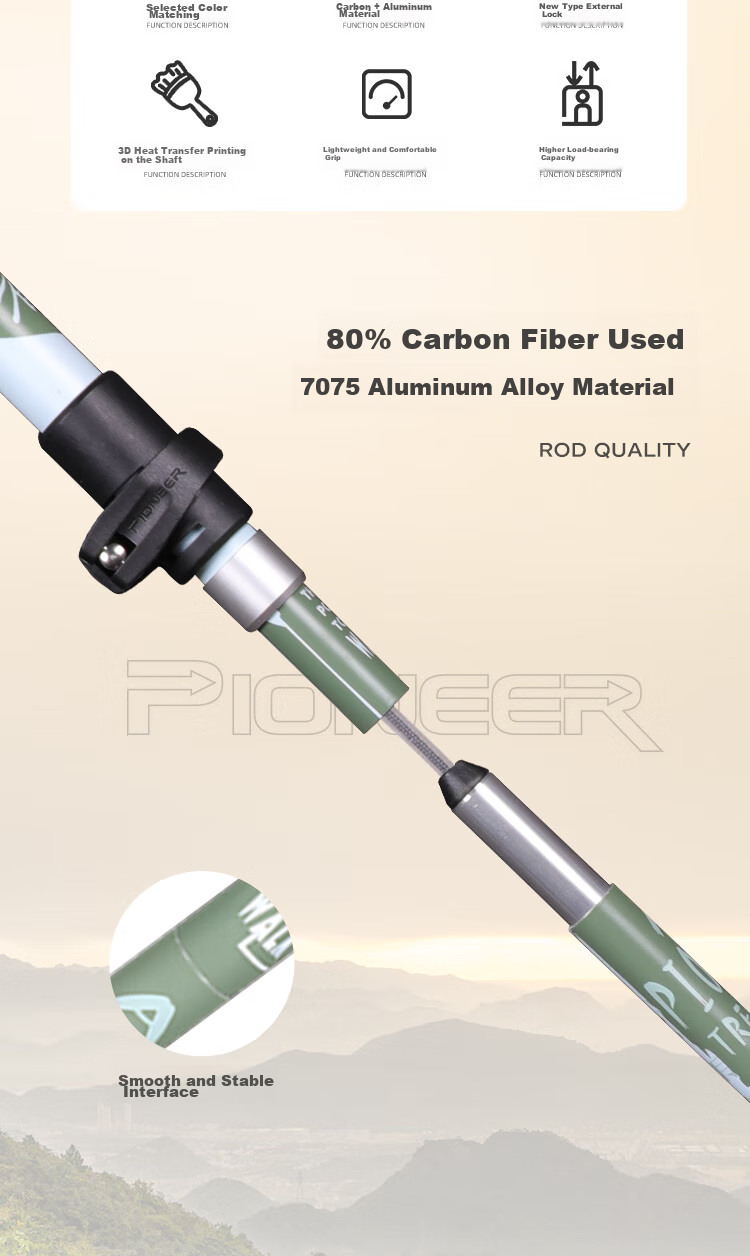 Pioneer Tianlangxing 9 Series Trekking Pole with Bent T-Handle, Carbon-Aluminum Alloy, Elderly Walking Stick, Dongfang Zhibai 1