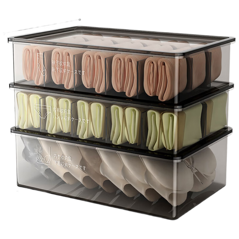 Jiadu Underwear Storage Box, Home Drawer-Style Compartment Organizer, Closet Storage for Panties And Socks, Three-In Sorting Box