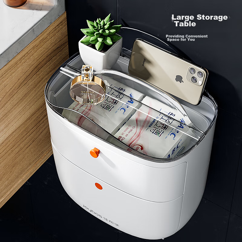 Jiabangshou Bathroom Toilet Paper Holder, No-Drill Wall-Mounted Tissue Box, Toilet Paper Rack, Bathroom Storage Item, Tissue Dispenser