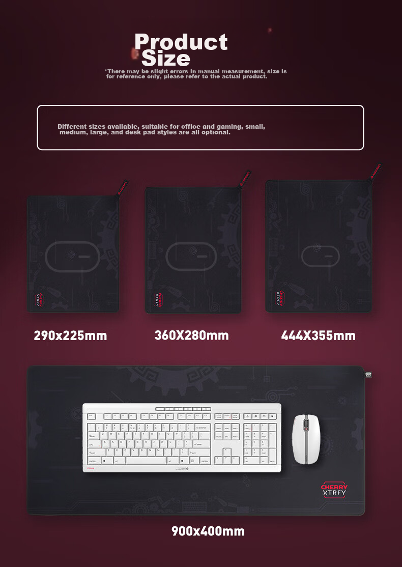 CHERRY ACE Series Mouse Pad Office Desk Mat Keyboard Pad Gaming Mouse Pad Carbon Fiber Texture Smooth Surface Double Braided Fabric 360x300x1mm 9
