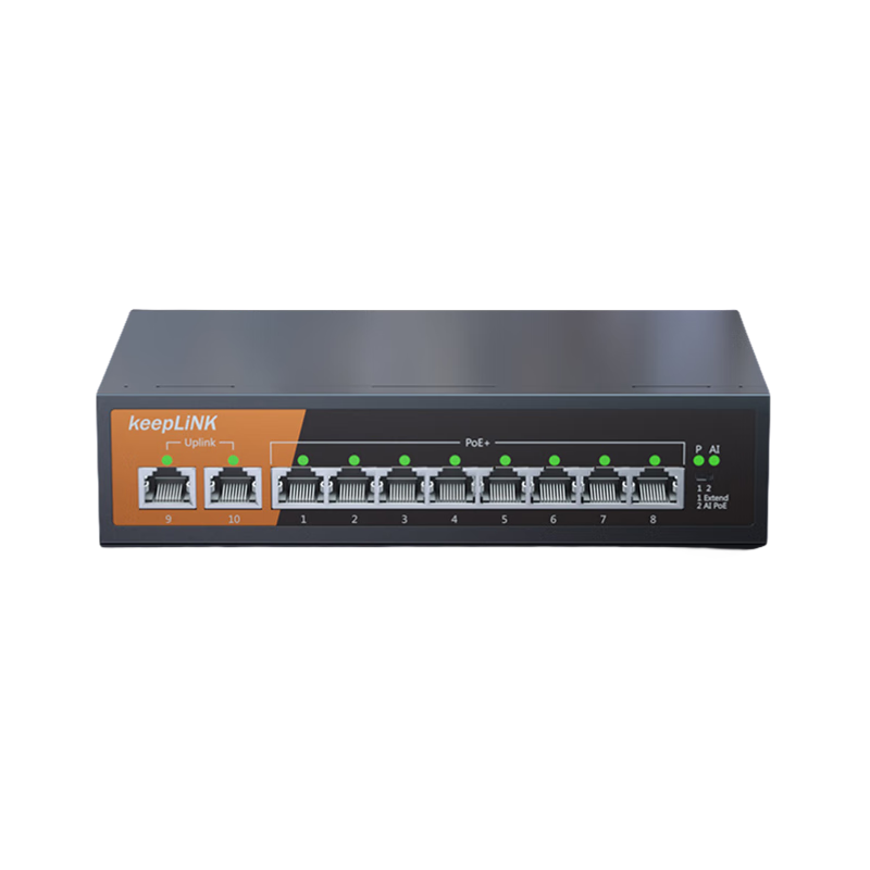 KeepLINK KP-9000 Full Gigabit 10-Port POE Switch, Unmanaged Enterprise Engineering Monitoring Switch, 135W Per Unit