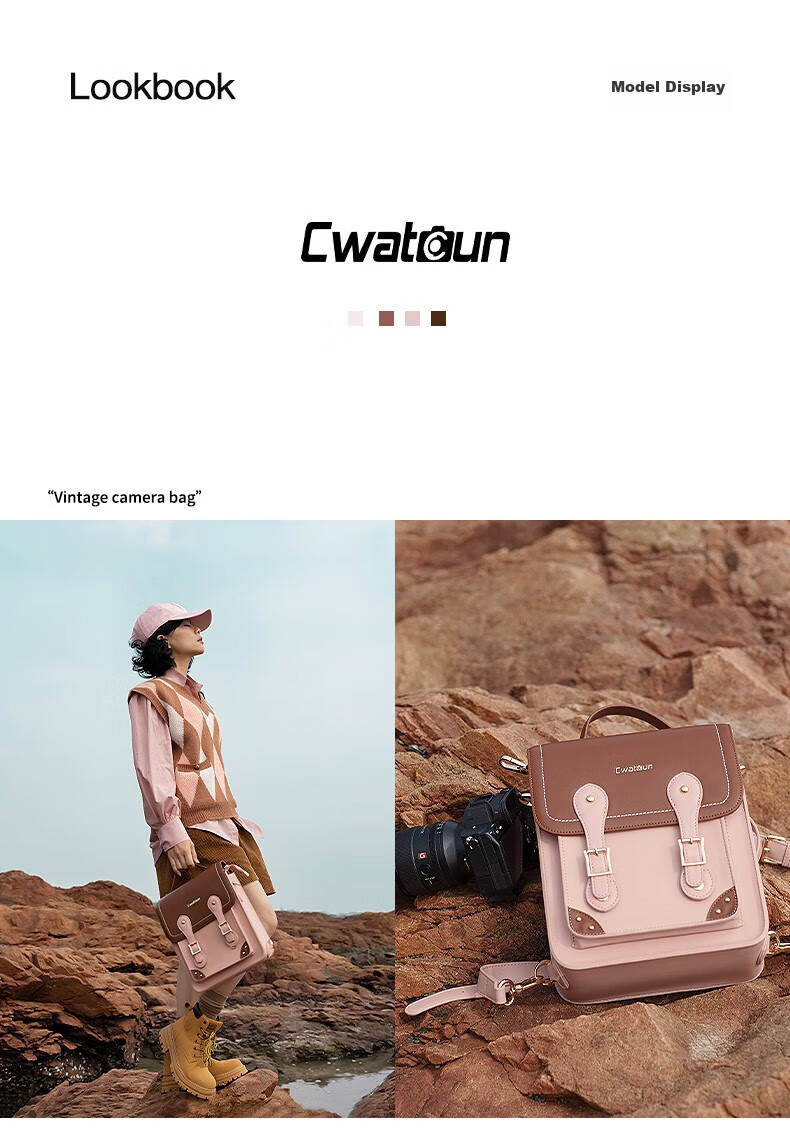 CWATCUN Shoulder Camera Bag, Crossbody Handbag, for Fuji Sony Canon Leica Camera Bags, Japanese-Style Single And Double Shoulder JK Retro Women's Bag, Mirrorless Camera Bag 10