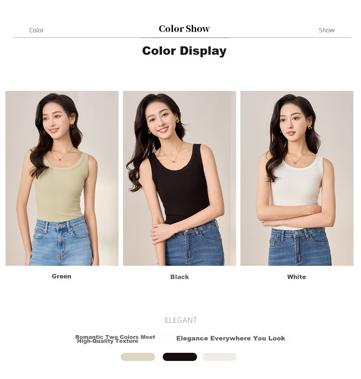 Chushen Spring And Summer Camisole for Women, Simple Versatile U-Neck Fashion Inner Wear Tank Top S13KB4548 9
