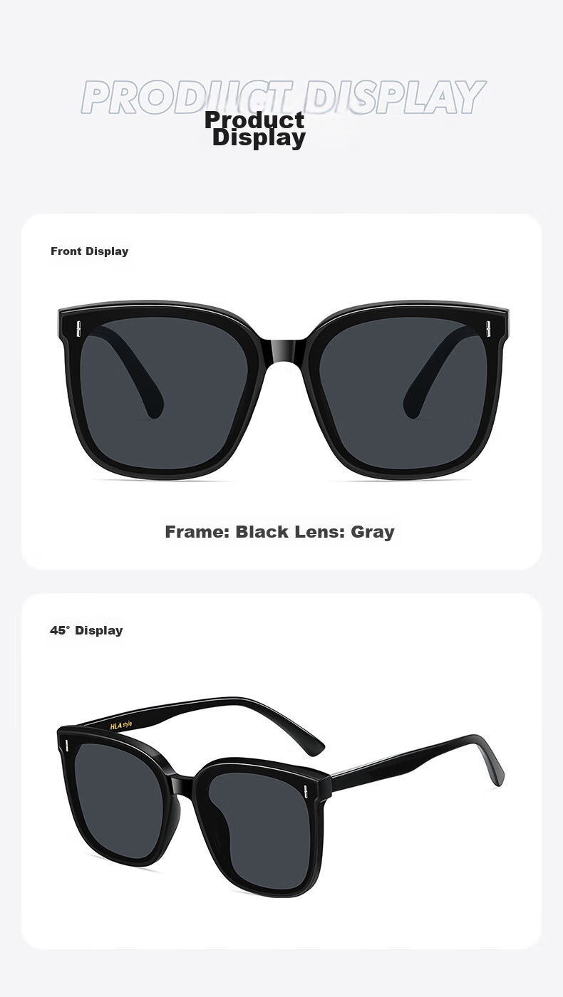 HLA Polarized Sunglasses Black Oversized Frame UV Protection Driving Glasses for Men and Women 11