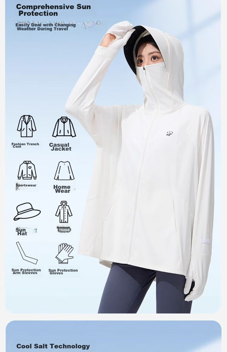 CAMEL Cool-Feeling Breathable Sun Protection Clothing for Women, Comfortable UV-Resistant Skin Coat [Panda Collaboration] A24BZ00175 L 7