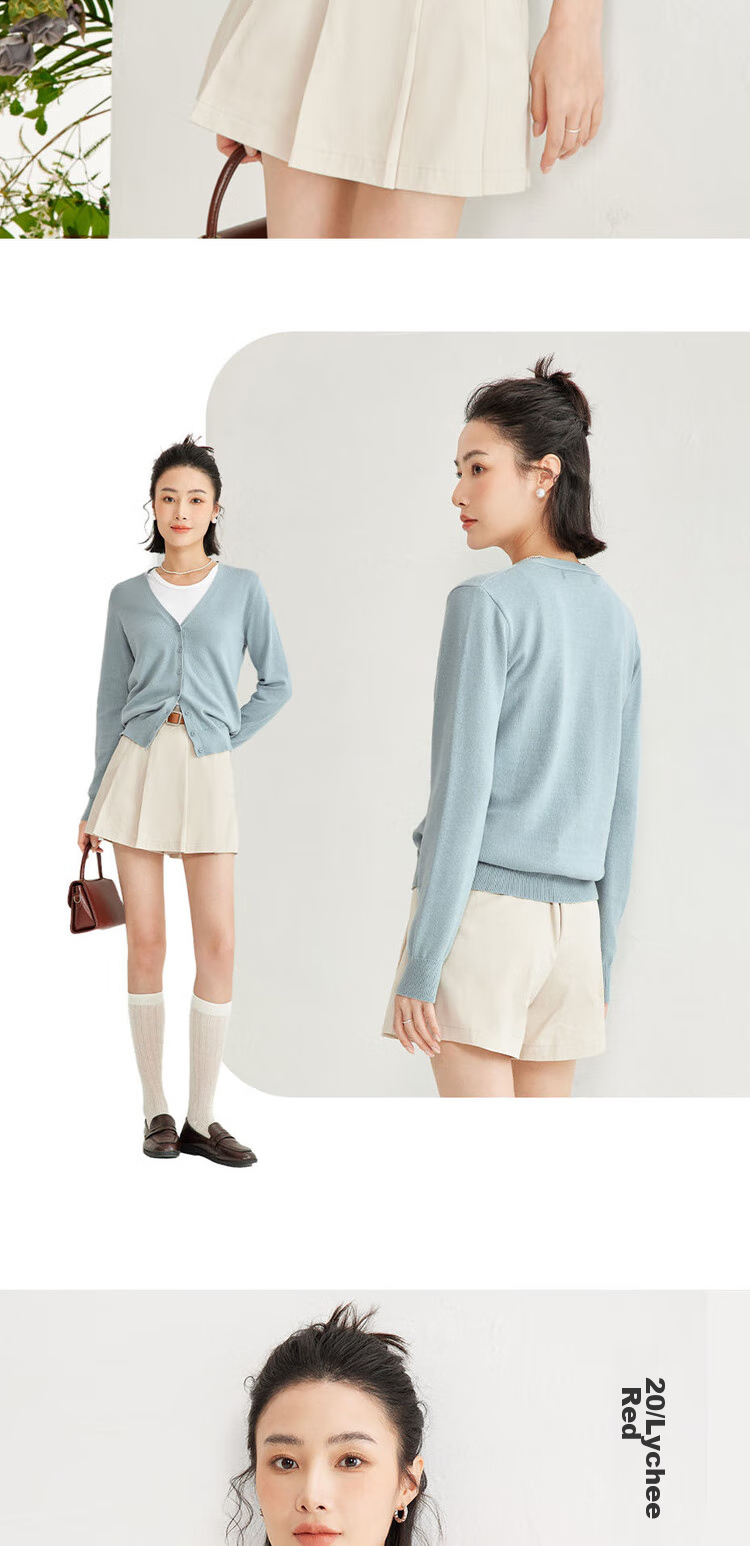 Giordano Knitted Cardigan for Women, Cotton V-Neck Sweater, Women's Outerwear, Solid Color Women's Jacket 05350649 17