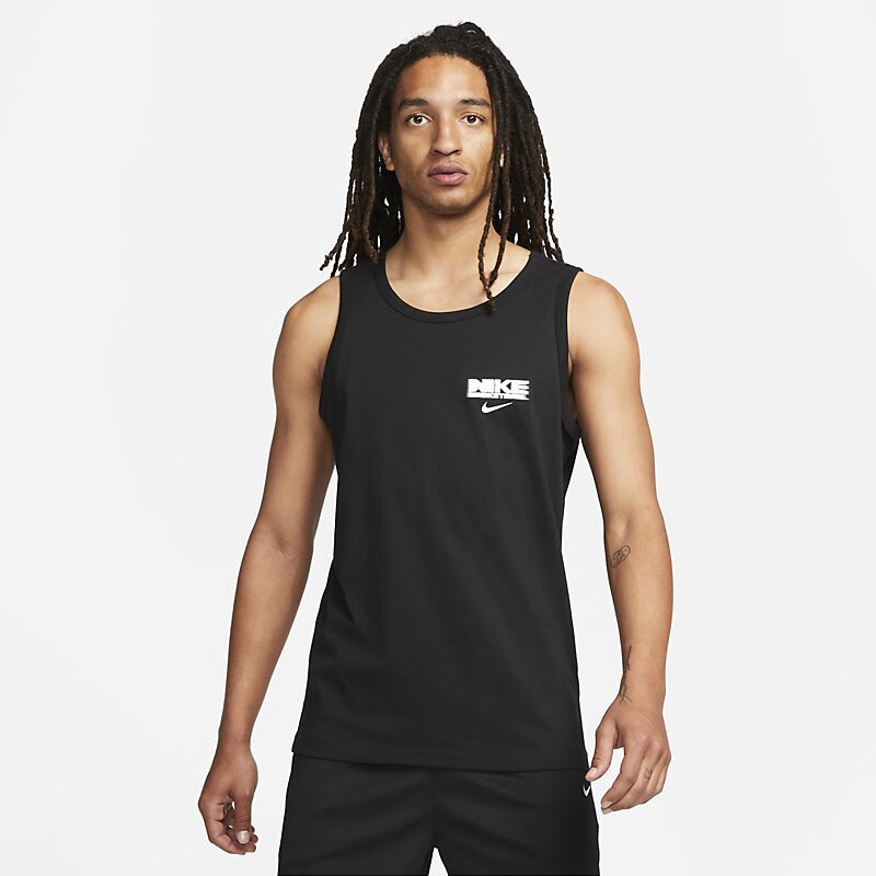 NIKE Men's Sports Tank Top, Round Neck Sleeveless, Soft Comfortable FJ2301-010 Black M 1
