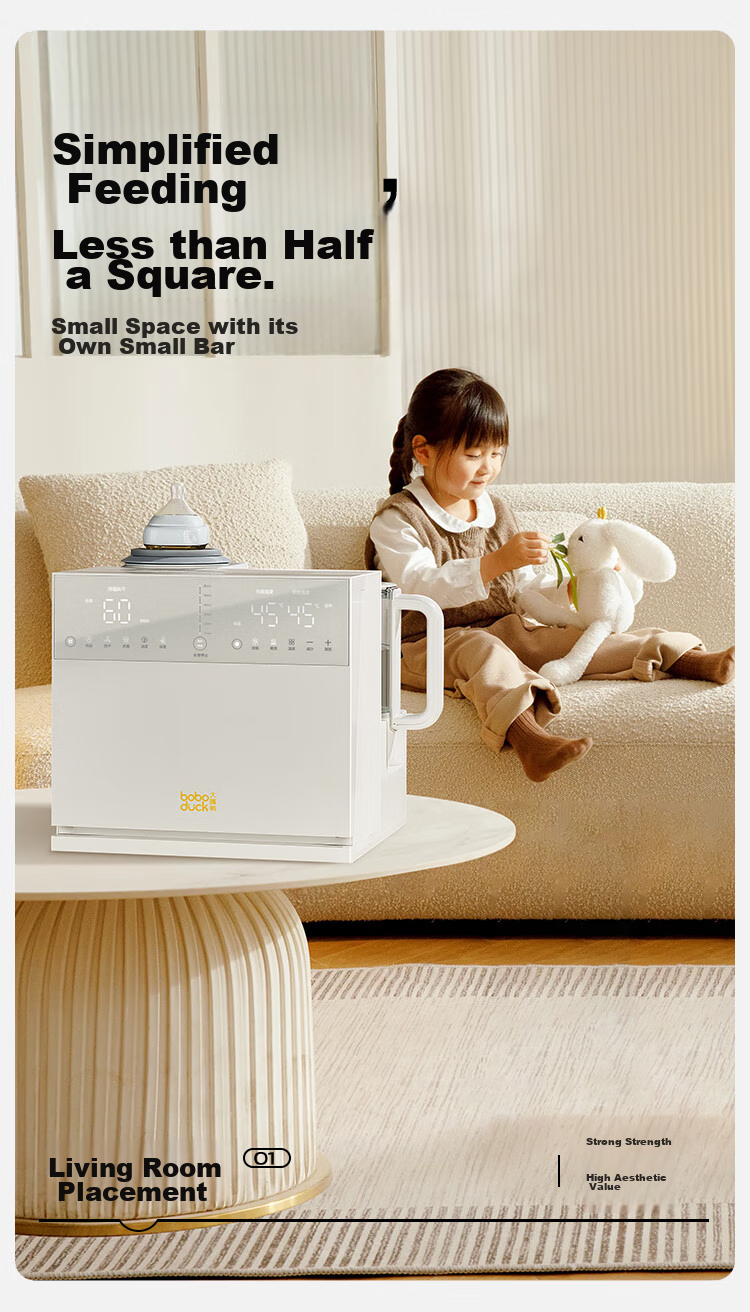 Boboduck 3-in-1 Baby Feeding Station with Sterilizer, Bottle Warmer, Milk Frother, Baby Bottle Sterilizer and Dryer, Thermostatic Kettle 3