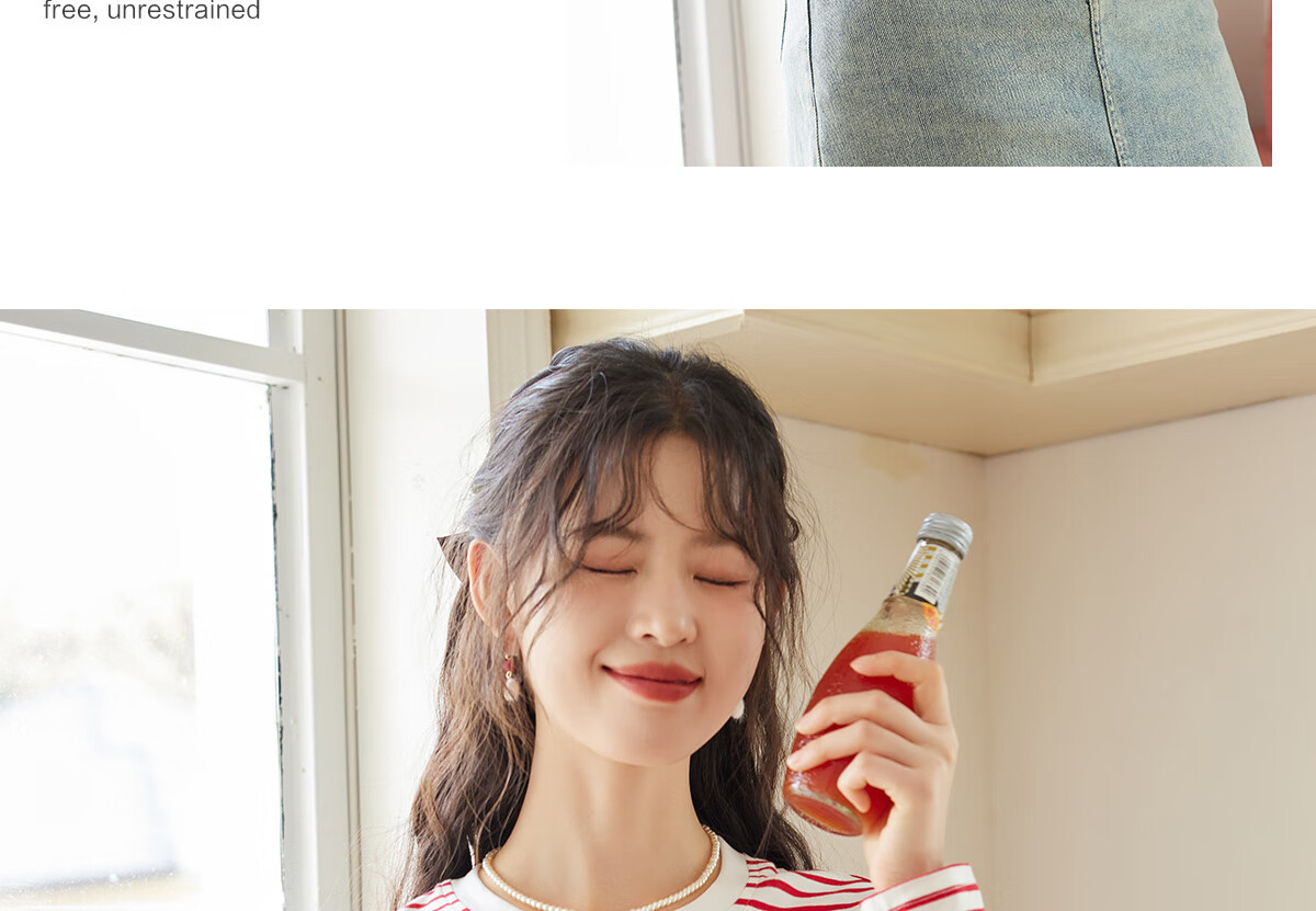 Halo Queen Long-Sleeve T-Shirt for Women, Spring And Autumn Round Neck, Heart Embroidery Striped Base Shirt, Casual Fashion Top, New Product H143T2005 35