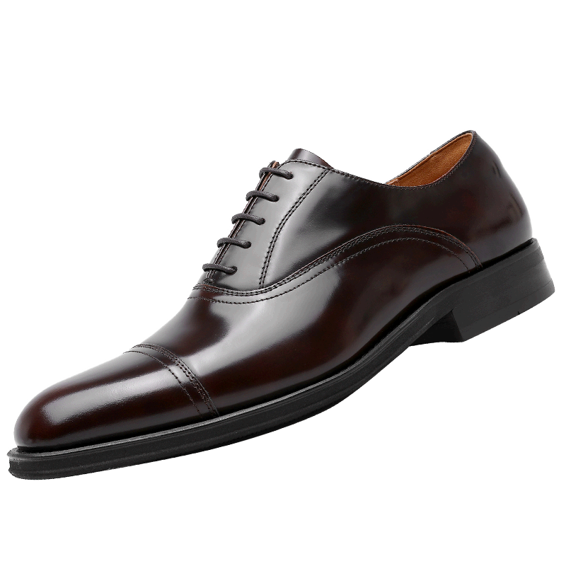 DES AI (DESAI) Three-Joint Men's Shoes, Business Formal Leather Shoes, Oxford Heightening British Wedding Shoes, Light Brown, Size 42
