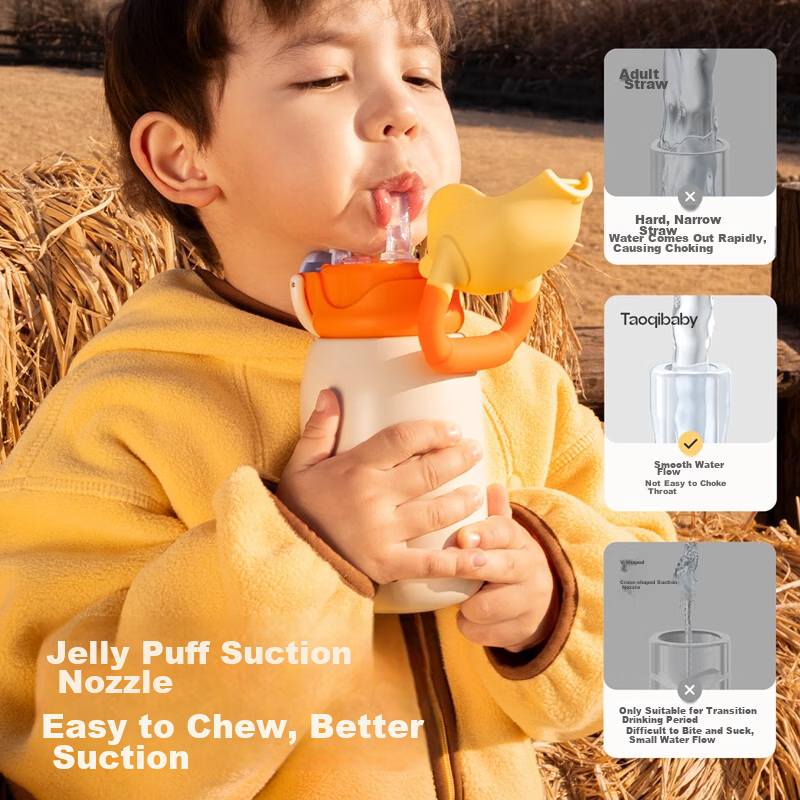 Taoqibaby Children's Insulated Cup with Straw, School-Specific Drinking Cup for Elementary Students, Portable Water Bottle, 316 Stainless Steel Kindergarten Cup