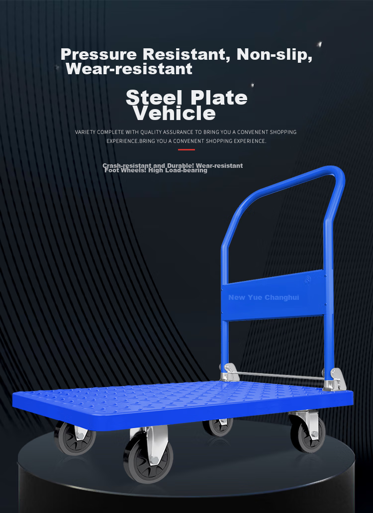 Xinyuechanghui Flatbed Cart, Steel Plate Cart, Small Trolley, Hand Truck, Cargo Transport Cart, Hand-Pulled Cart, Trailer, 90x60cm, Load Capacity 1800 Ji 1