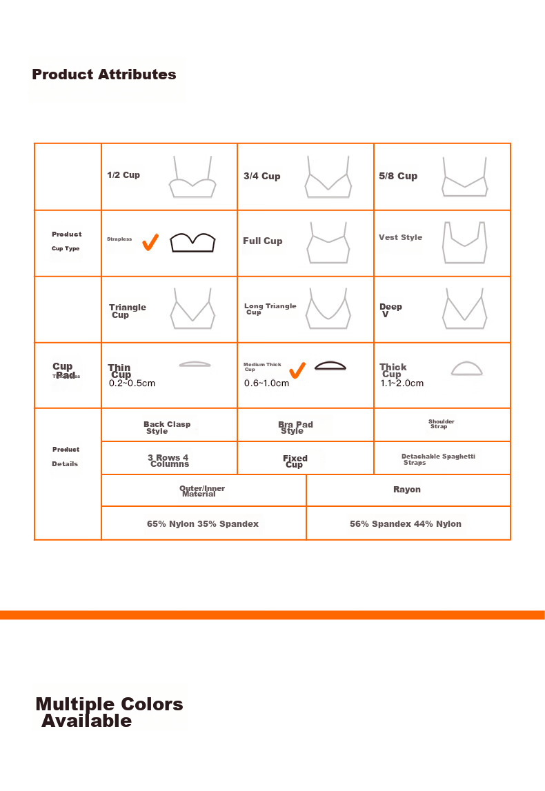 NEIWAI Orange Label Zero-Worry Strapless Anti-Slip Wireless Fixed Cup Bra, Women's Breathable Strap Detachable Underwear 13