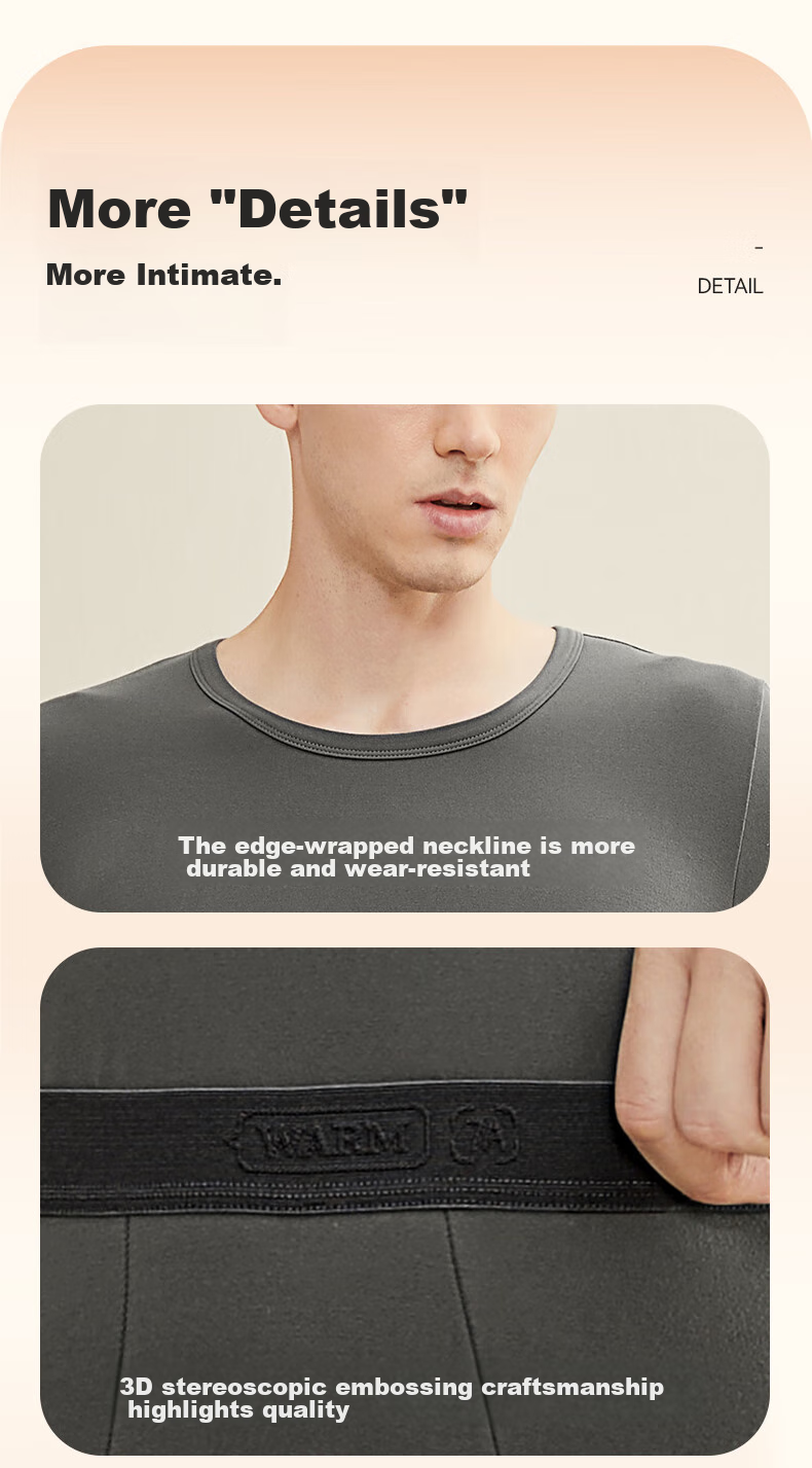 MiiOW 2025 New Thermal Underwear for Men, Coconut Oil Moisturizing, 7A Antibacterial, Heat-Generating, Lightweight, Autumn Undershirt And Pants Set 14
