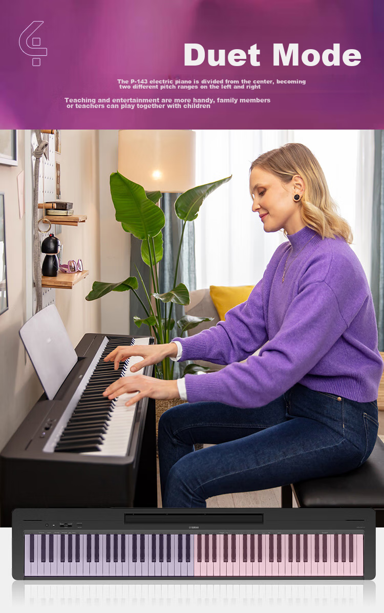 YAMAHA P143BTB Digital Piano, 88 Weighted Keys, Bluetooth, Convenient for Exams, Electronic Piano, Wooden Stand + Three Pedals 6