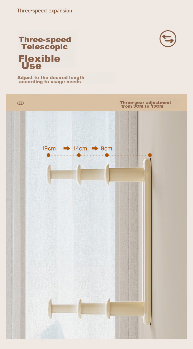 Baicaoyuan Balcony Clothes Rack Storage Organizer Wall-Mounted Hanger Rod No-Drill Household Drying Rack Storage Shelf Cream White 5