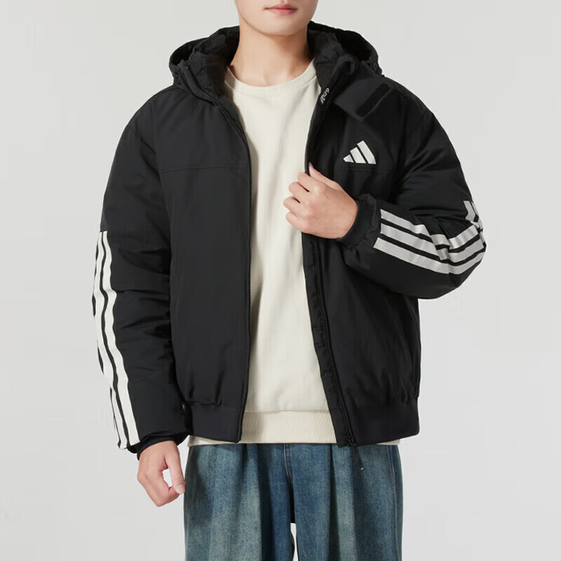 Adidas Men's Winter Regular Duck down 600 Fill Power Black Hooded down Jacket JG3845 A/S 1