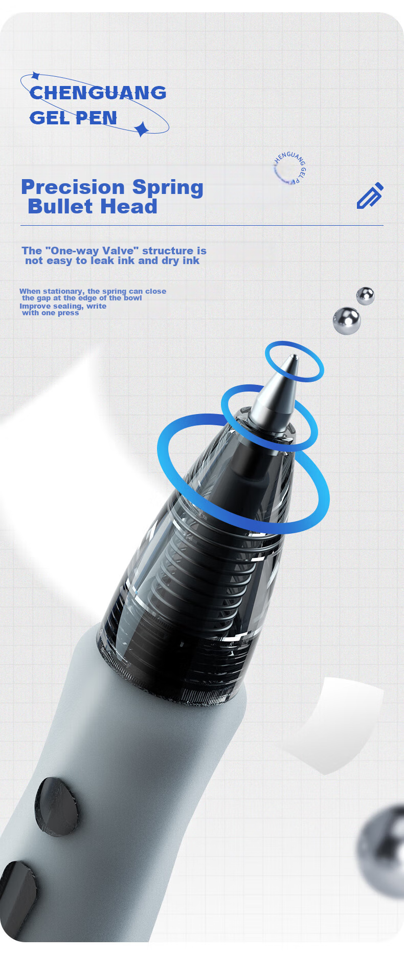 M&G GP1163A Retractable Gel Pen, 0.5mm Black Bullet Tip, Push-Button Business Office Signing Pen, Exam Rollerball Pen, 12 Pcs 4