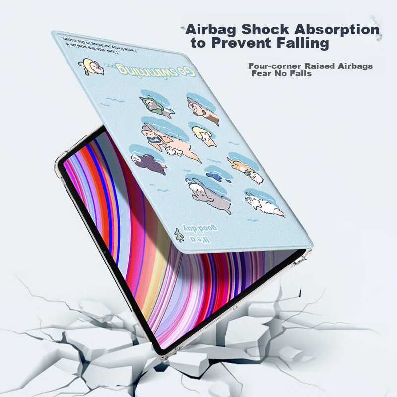 Asiwa Protective Case for Xiaomi Redmi Pad Pro 2024 Model, 12.1-Inch Xiaomi Tablet Cover, Cartoon Cute Full Protection Silicone Shockproof Smart Sleep/Wake Functio