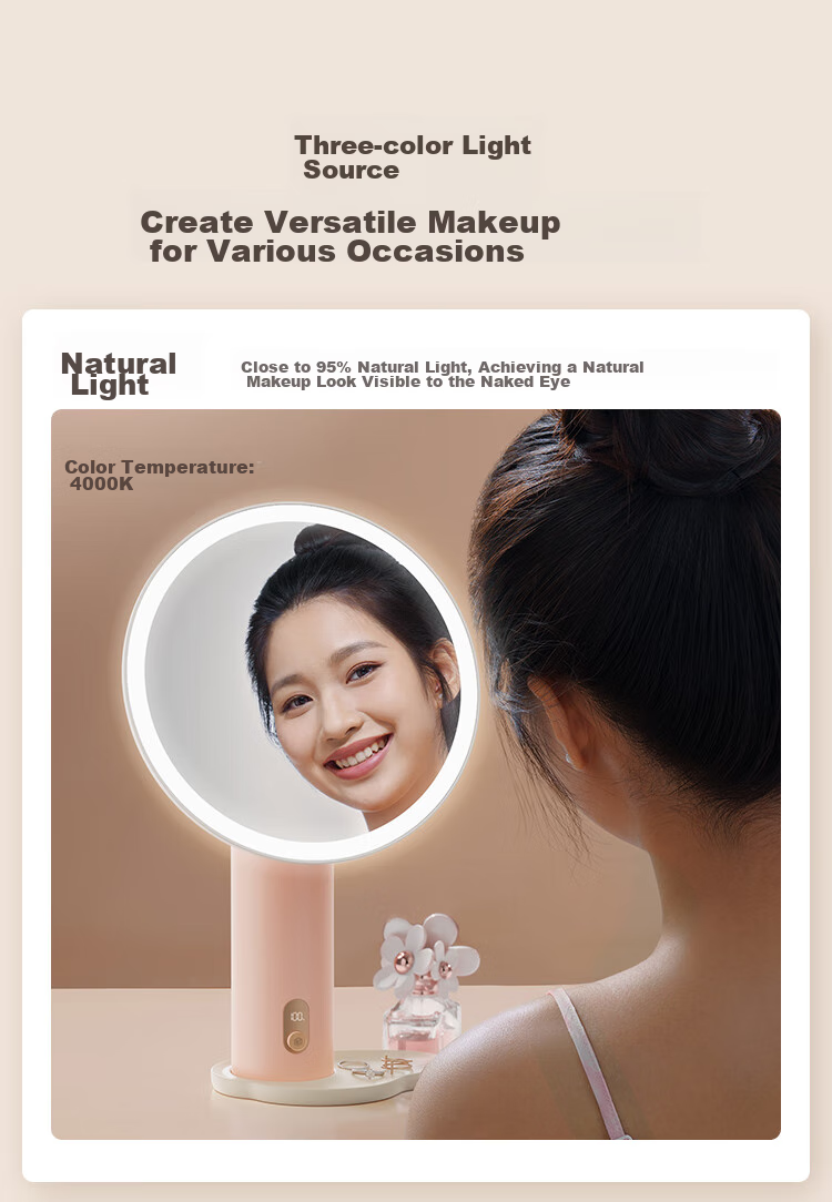 JD Original Three-Day Lighted Makeup Mirror with LED Desk Vanity Mirror for Live Streaming, Beauty Mirror, Birthday Gift for Wome 5