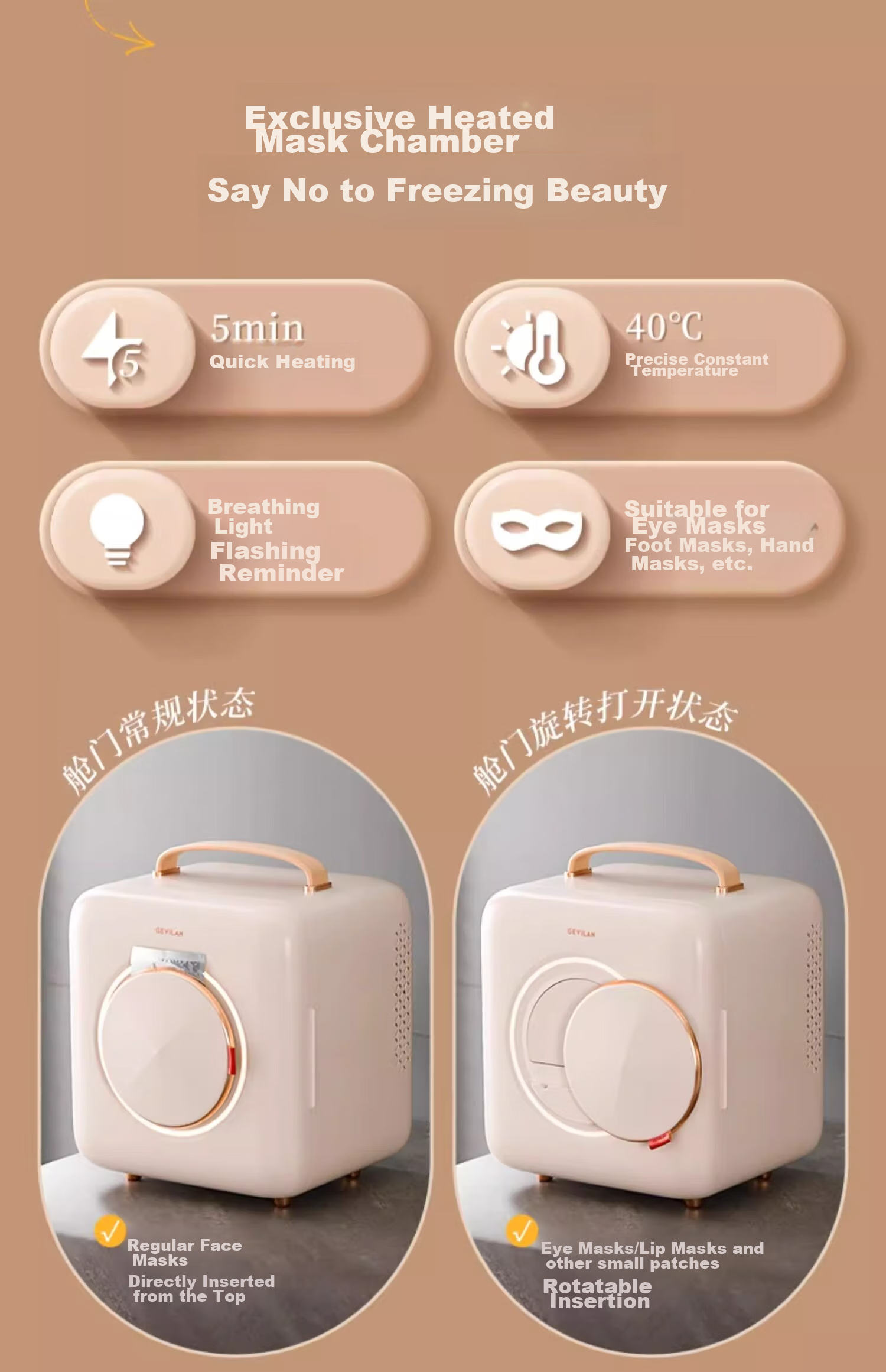 GEVILAN Beauty Refrigerator for Serum, Face Cream, Lipstick, Face Mask, Skincare Cosmetics, Cold Storage, Preservation And Organization, Specialized Mini Fridge, Gift for Girlfriend, Wife, Best Friend, Birthday Present, F1 White 5