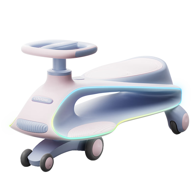 COOGHI Children's Twist Car for Ages 1-3, Anti-Rollover, Adult-Friendly, Quiet Wheels, Ride-On Toy, First Birthday Gift, Koochi with Sound And Light, Pink