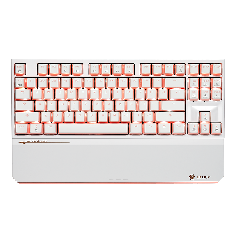 Hyeku X3Pro 87-Key Wireless Bluetooth Tri-Mode Mechanical Keyboard Hot-Swappable Sound-Absorbing Cotton PBT Keycaps with Clip-On Palm Rest Peach Soda BOX Sky Blue Switches