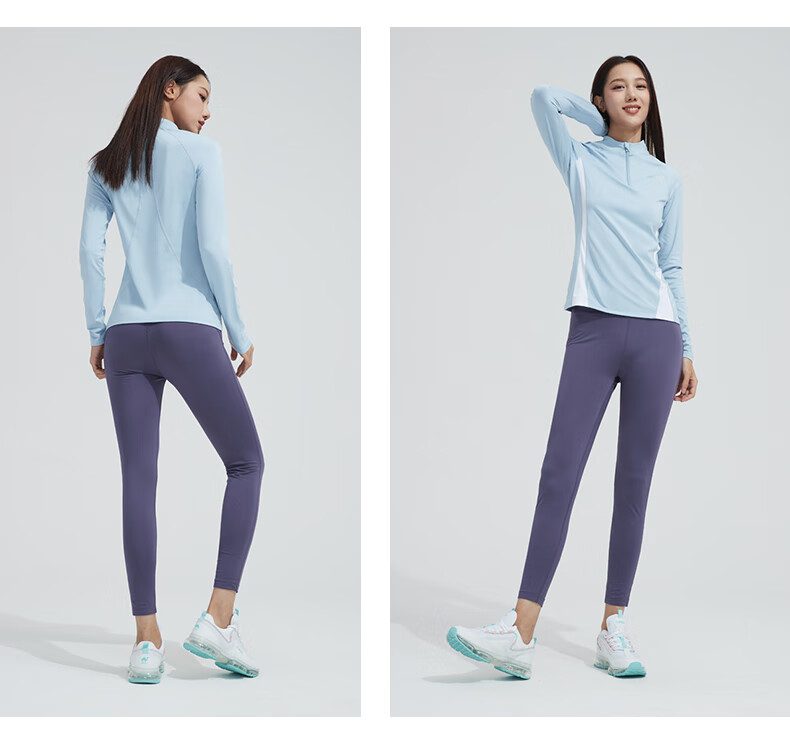 CAMEL Thin Fleece Sports Top for Women, Stand-Up Collar Long Sleeve Running Fitness T-Shirt C1W14L0623 Peach Pink S 24
