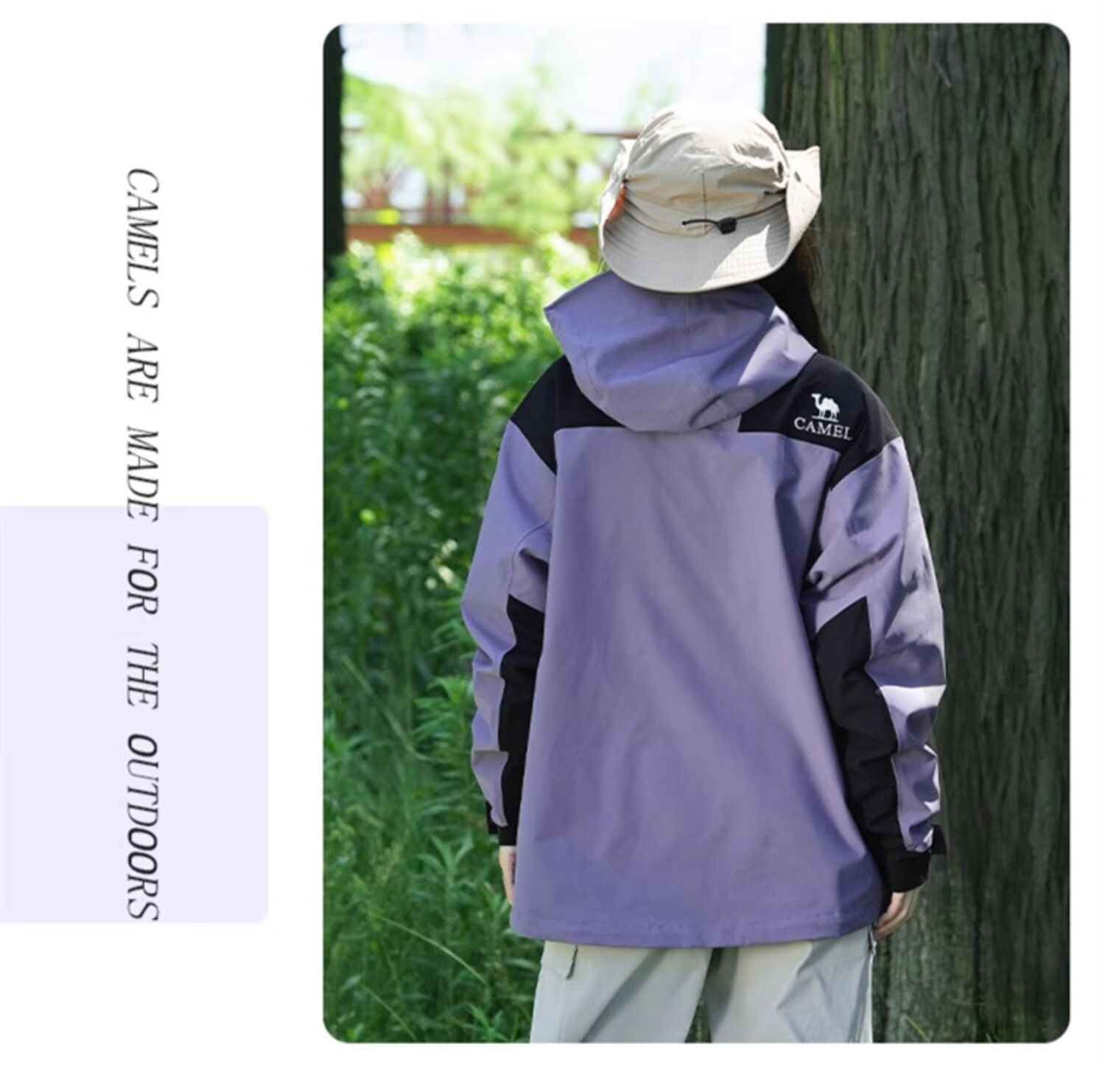 CAMEL Three-In Outdoor Jacket, Hiking Windproof Waterproof Coat, Camping Trekking Outerwear, O606, Phantom Black, XL 19