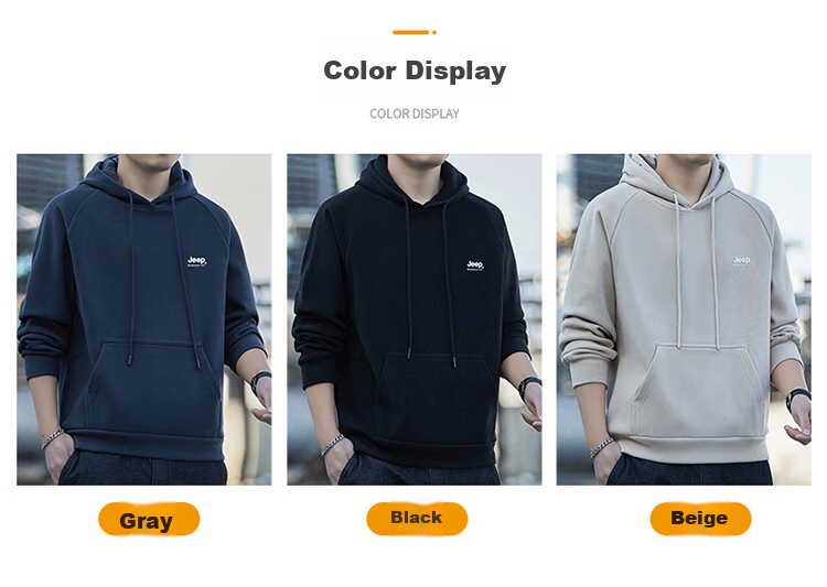 JEEP Hoodie for Men, Spring And Autumn Season, Loose-Fitting Long-Sleeve T-Shirt, Trendy Heavyweight Clothing for Men, Black, XL 8