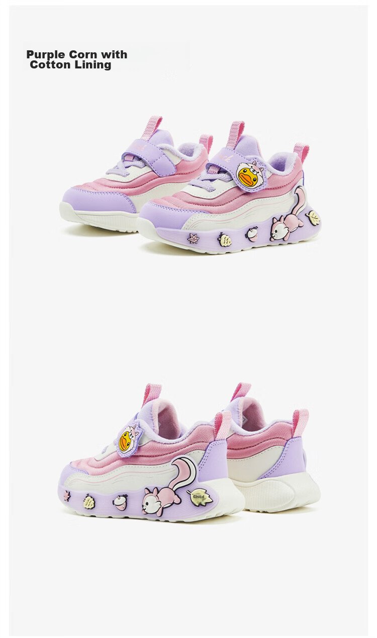 B.Duck Children's Sports Shoes, Boys And Girls Student Fashion Lightweight Casual Shoes, 3049A Pink-Purple, Size 30 27