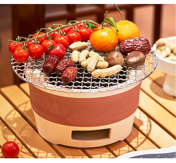 Suncojia Barbecue Grill, Tea Brewing Stove with Surrounding, Outdoor Charcoal Grill, Home Use 304 Stainless Steel Barbecue Grate, Smokeless Grilling Pan, Charcoal Grill Rack 13