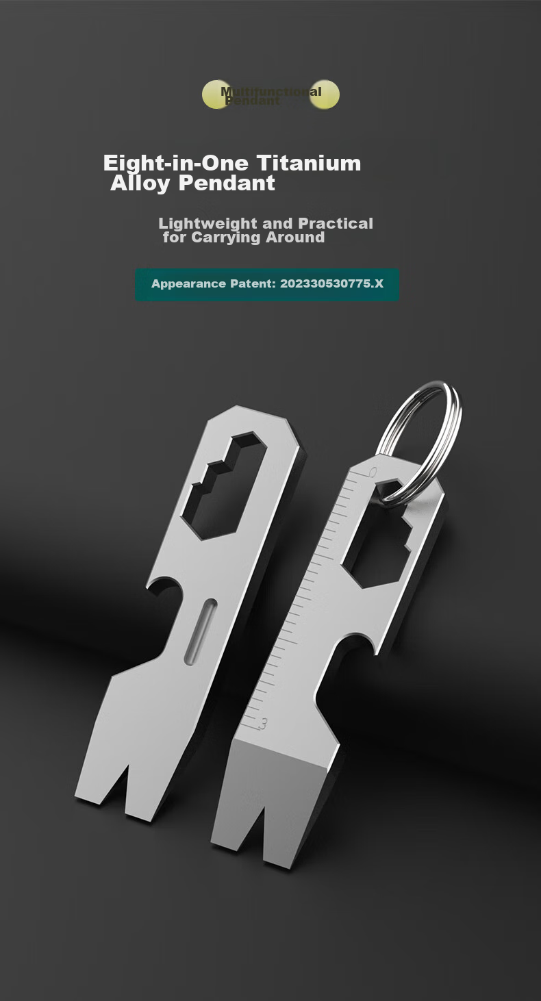 YORA Titanium Alloy Keychain Pendant, Pry Bar, Mini Multifunctional Bottle Opener, Wrench, Package Opener, Small Tool, EDC 1