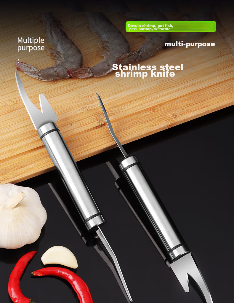 BJ 304 Stainless Steel Shrimp Deveiner Tool, Double-Ended Shrimp Deveiner Knife, Longan Pit Remover, Prawn Deveining Knife 1