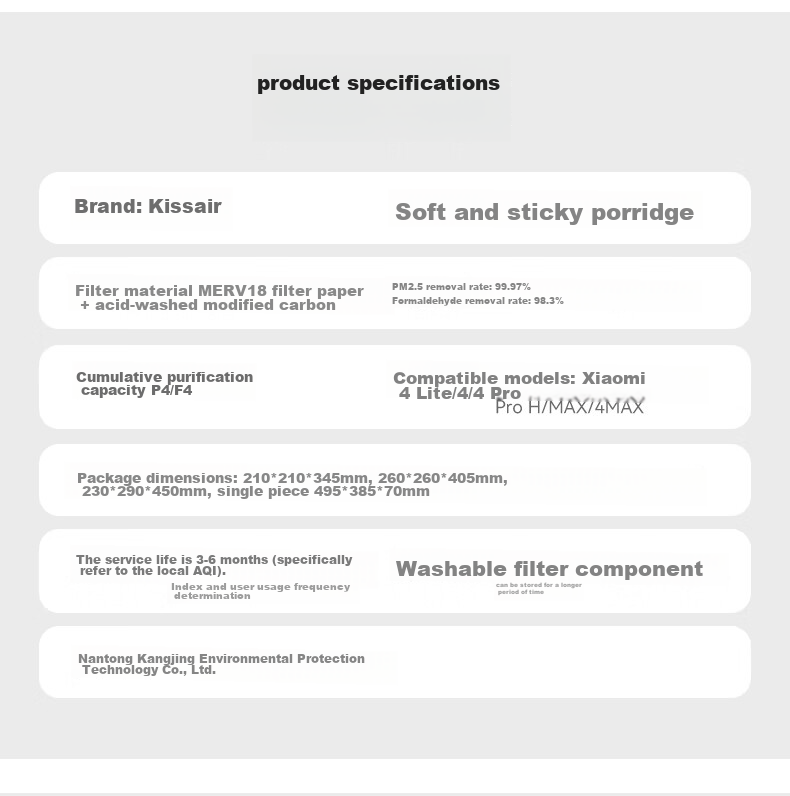 KISSAIR Compatible Filter Cartridge for Xiaomi (MI) Mijia Air Purifier MAX/4MAX/MAX Enhanced Version/AC-M21 AC-M5 PM2.5 Formaldehyde And Particulate Matter Removal 11
