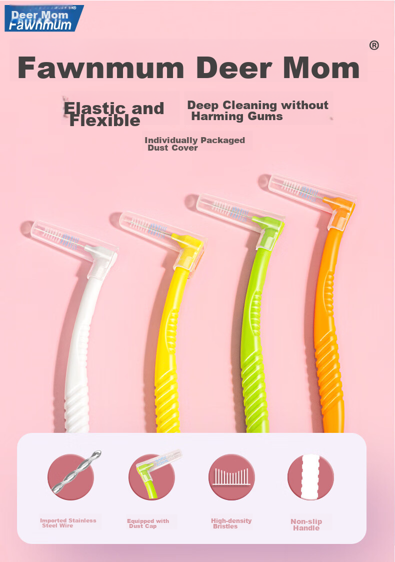 FAWNMUM L-Shaped Interdental Brush, Back Row Toothbrush, Dental Floss Brush, Teeth Cleaning Sss, 10 Pieces in Total (Random Packaging) 4