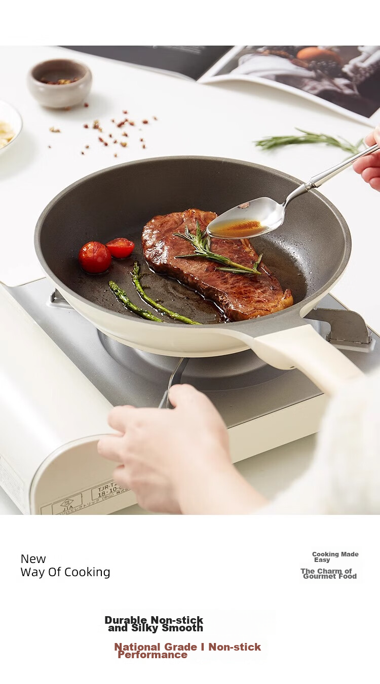 Red Kitchen Titanium Non-Stick Ceramic Frying Pan for Home Use, 26cm, Suitable for Eggs And Steak, Compatible with Induction And Gas Stoves 17