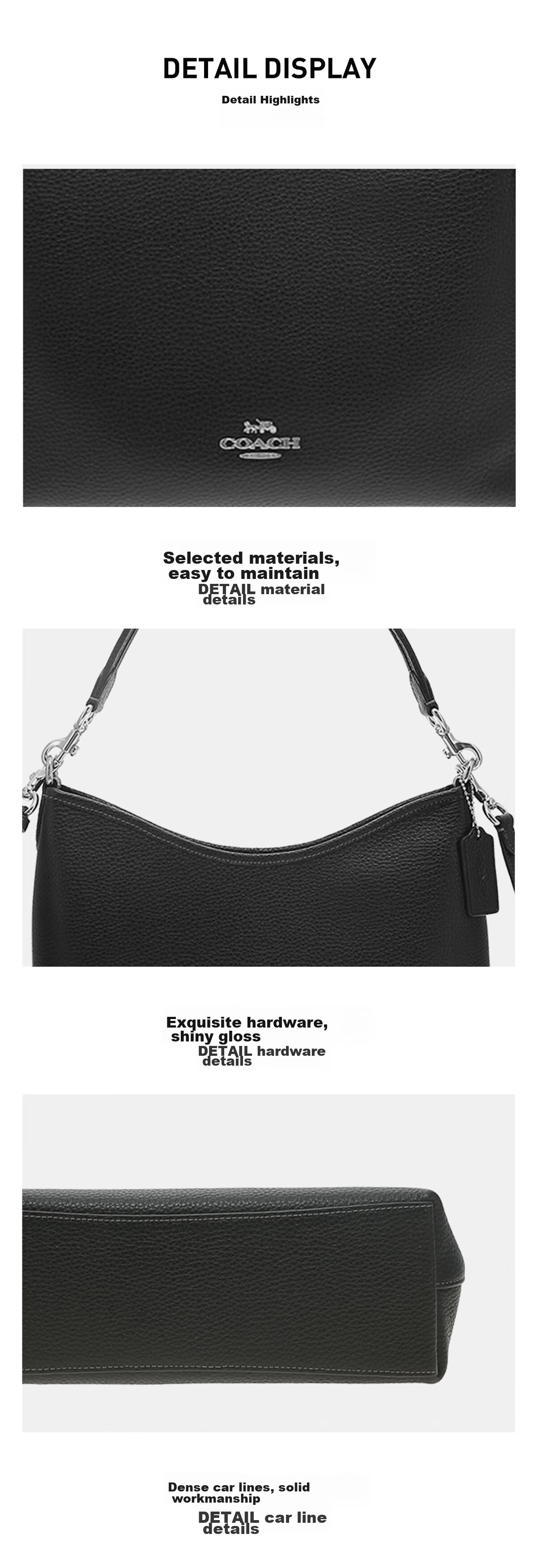 COACH [Brand Direct Supply], Women's LAUREL Handbag Shoulder Crossbody Tote Bag, Black CR148 Gift 6