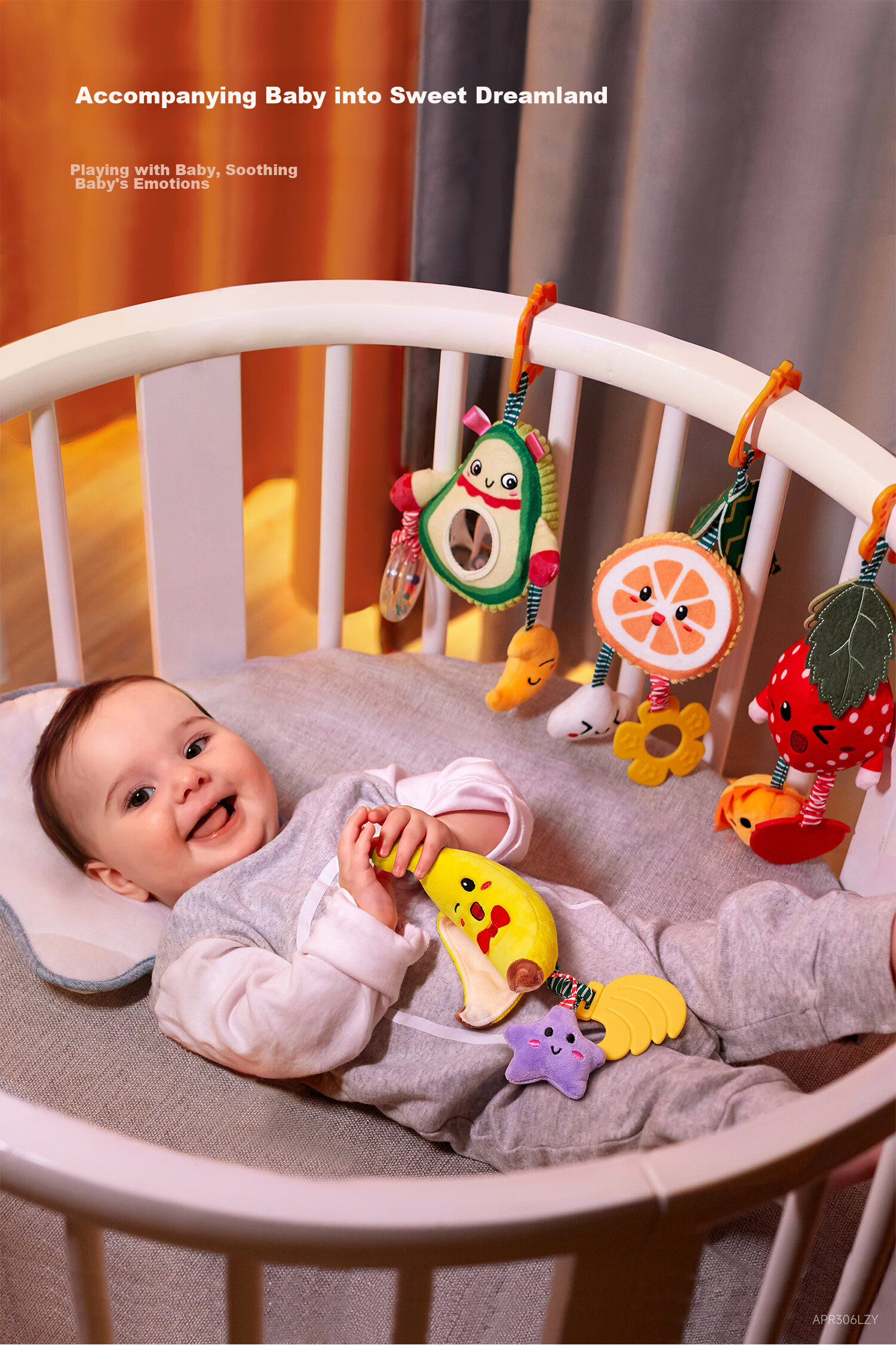Tumama Kids Baby Crib Bell, Teether, Soothing Stroller Pendant, 0-1 Year Old Plush Bed Hanging, Newborn Car Toy 4