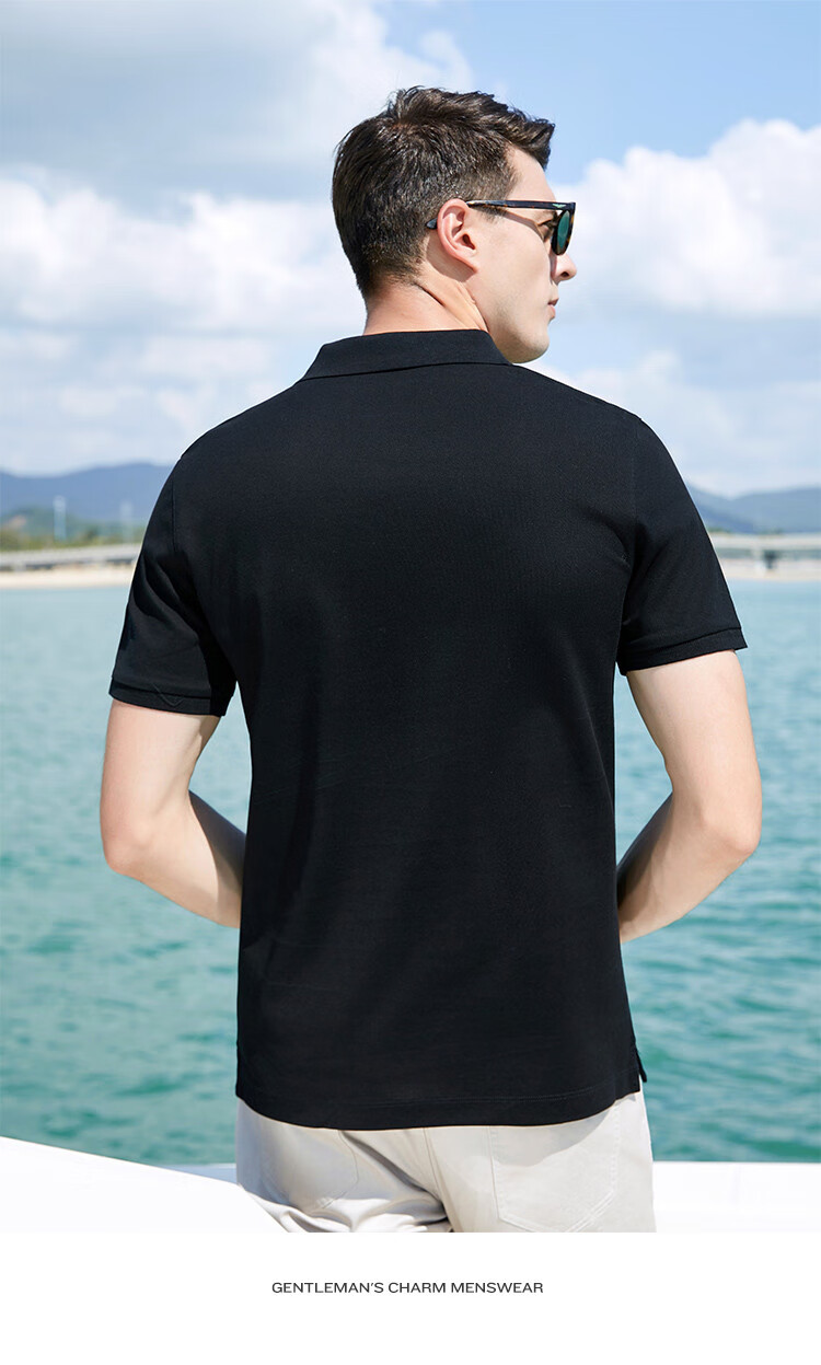 Andongniao [Double-Thread 100% Cotton] Men's High-End Polo Shirt, Smooth Short-Sleeve Summer Lightweight Luxury Collared Breathable Pique T-Shirt 17
