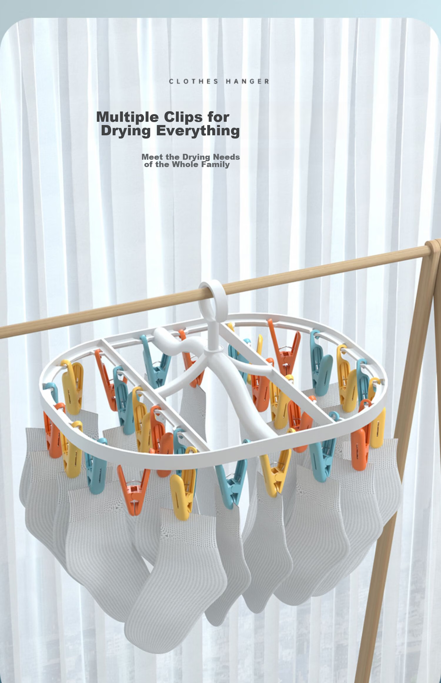 Yagao 26 Clip Foldable Drying Rack, Multi-Clip Dormitory Sock And Underwear Hanger 10