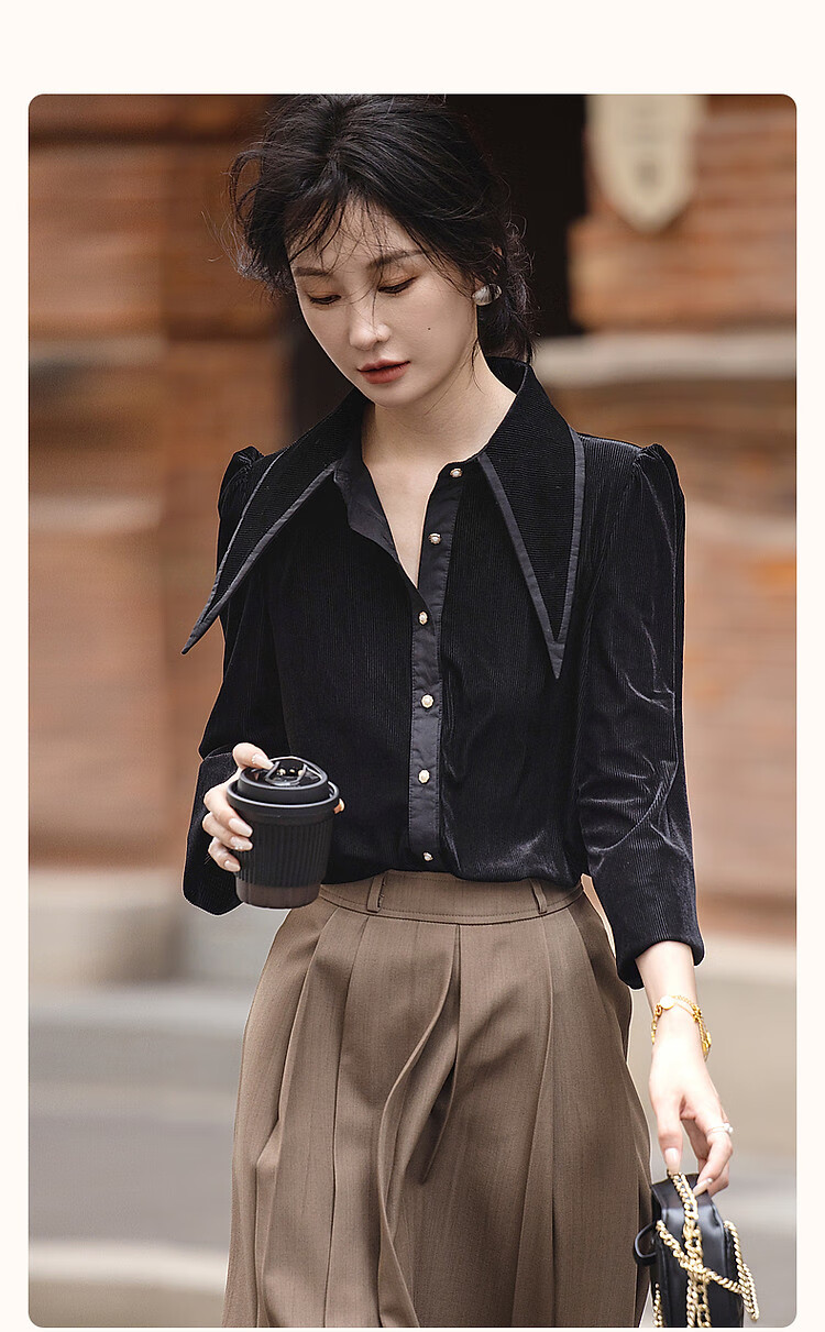 Dme [Japanese-Style Fragrance] Spring And Autumn Elegant High-Quality Lapel Shirt, Single-Breasted Long-Sleeve Lady's Blouse, Women's Top 2