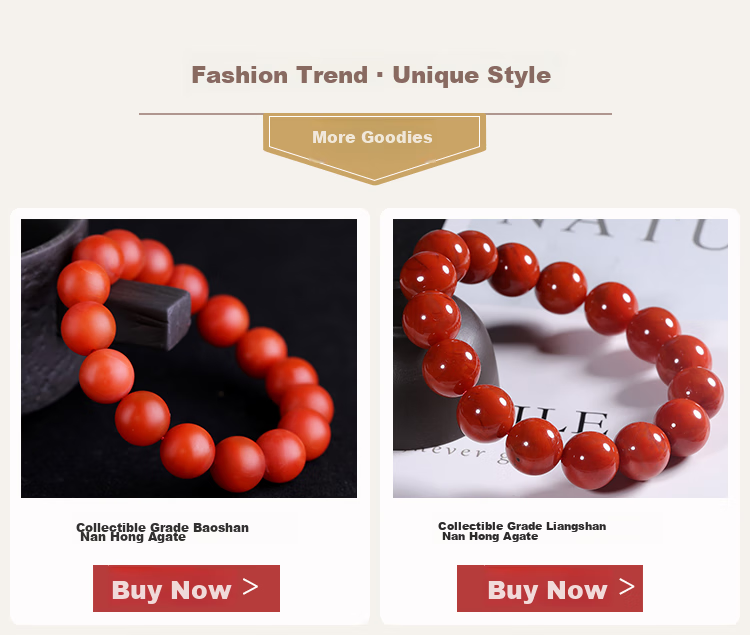 SHIYUEZHUBAO Collectible 12-13mm Liangshan Nanhong Agate Bracelet with Lucky Beads for Men And Women, Crystal Agate 3