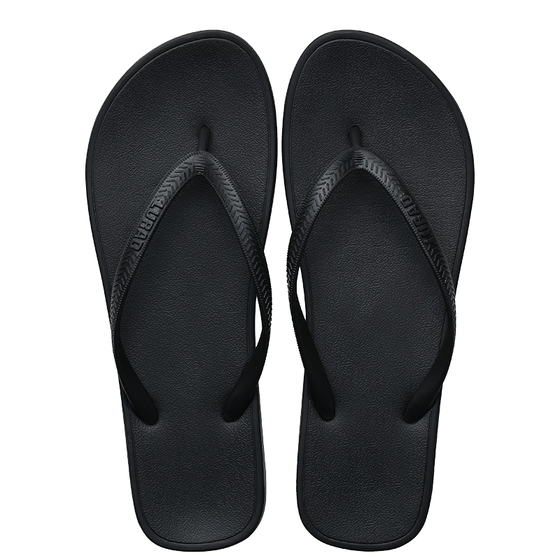 LURAD Women's Flat Heel Non-Slip Summer Flip-Flops, Beach Wear EVA Slippers, Black, Size 39-40