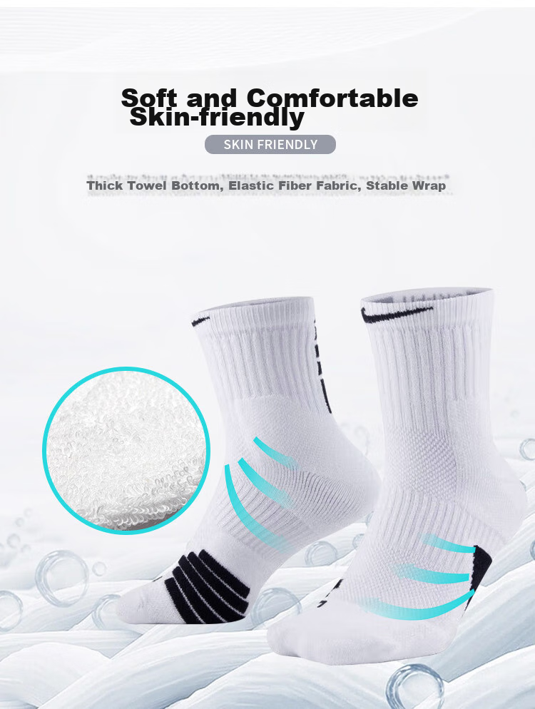 NIKE Elite Mid-Calf Basketball Socks, White Socks (1 Pair), SX7625-100 3