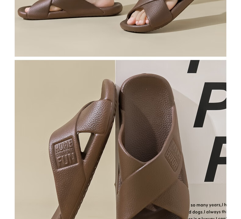 Huameijianbu Cross Mocha Slippers, Couples Bathroom Indoor Outdoor Thick Soft Sole Non-Slip Sandals HM600, Pink, Size 39-40 27